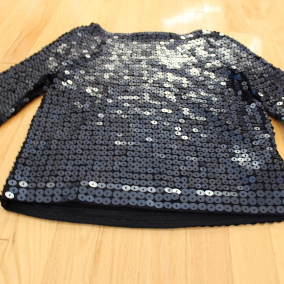 NWT J.Crew Navy Sequin Long-Sleeve Top - Picture 3 of 12